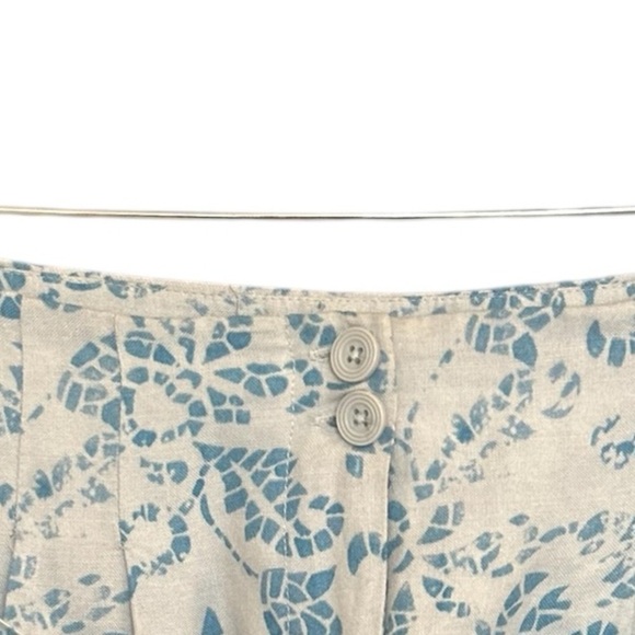 Sandro size 2,linen blend EUC Cream and Blue A-Line Mini Skirt with Tie Front - Picture 8 of 12